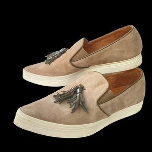 All Black tan suede slip on tassel loafer‎ sneaker shoes sz 37 taupe